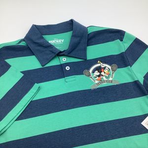 Disney Mens Short Sleeve‎ Mickey and Friends Polo Striped Size Medium NWT